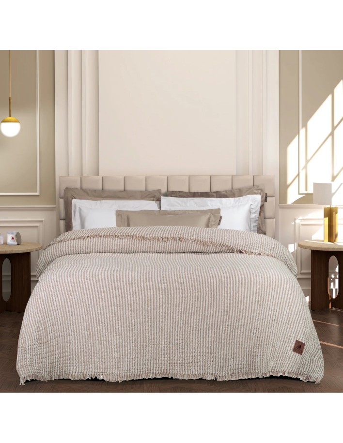 Greenwich Polo Club Essential Seri Çift Kişilik Yazlık Pamuklu Muslin Battaniye 3468 - Altın Sarısı, 220x240 cm, %100 Hipoalerjenik Pamuk