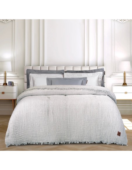 Greenwich Polo Club Essential Seri Çift Kişilik Yazlık Pamuklu Muslin Battaniye 3467 - Gri, 220x240 cm, %100 Hipoalerjenik Pamuk