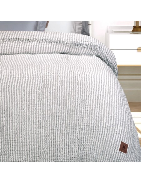 Greenwich Polo Club Essential Seri Çift Kişilik Yazlık Pamuklu Muslin Battaniye 3467 - Gri, 220x240 cm, %100 Hipoalerjenik Pamuk