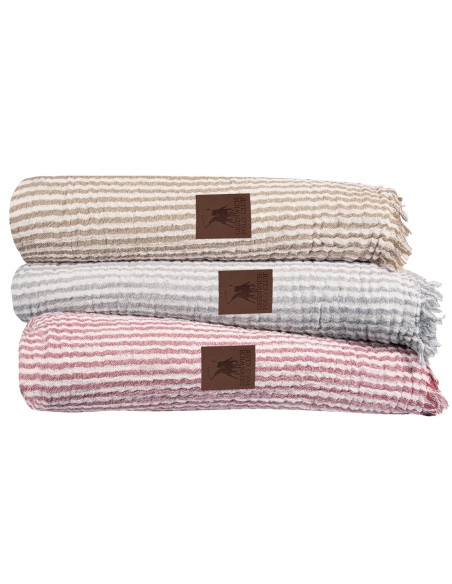 Greenwich Polo Club Essential Seri Çift Kişilik Yazlık Pamuklu Muslin Battaniye 3467 - Gri, 220x240 cm, %100 Hipoalerjenik Pamuk