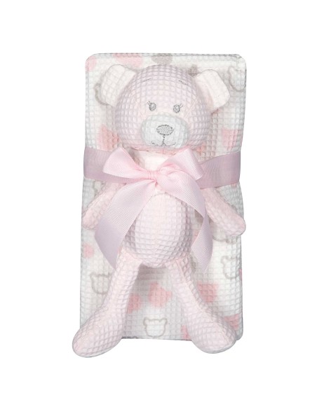 Greenwich Polo Club Essential Seri Bebek Pike Battaniye 8855 - Pembe & Beyaz, 75x100 cm, %100 Hipoalerjenik Pamuk