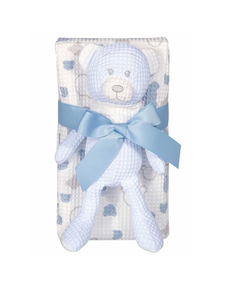 Greenwich Polo Club Essential Seri Bebek Pike Battaniye 8854 - Mavi & Beyaz, 75x100 cm, %100 Hipoalerjenik Pamuk