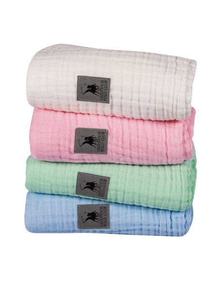 Greenwich Polo Club Essential Seri Bebek Pamuklu Yazlık Battaniye 2993 - Beyaz, 105x150 cm, %100 Hipoalerjenik Pamuk